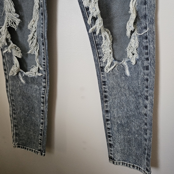 One Teaspoon Jeans Distressed Denim Awesome Baggies Blue Blossom High Waist - Picture 4 of 15